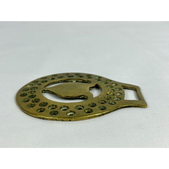 19th Century Brass Horse Harness Medallion Tulip Parade - Picture 2 of 9